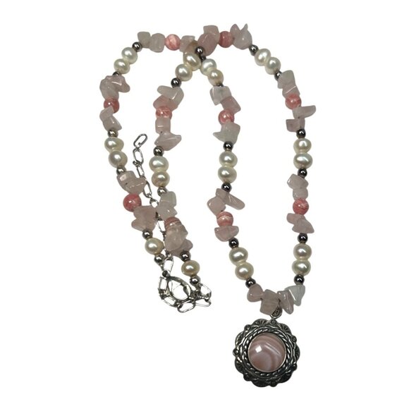 Carolyn Pollack Relios Pink MOP Rose Quartz 925 Necklace American West - Picture 4 of 4